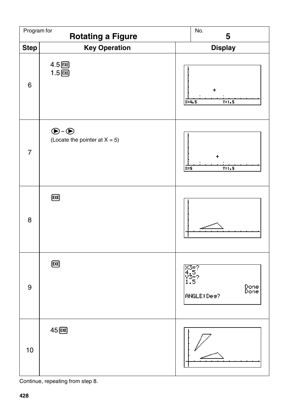 Rotating a figure | Casio fx-9750G PLUS User Manual | Page 456 / 486