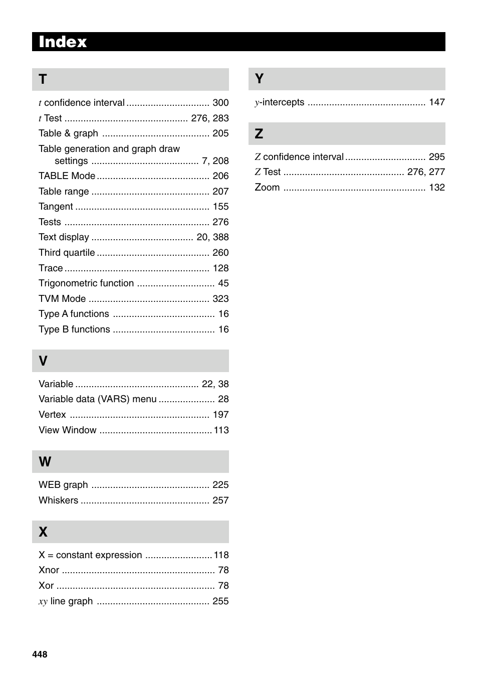 Index | Casio fx-9750G PLUS User Manual | Page 476 / 486