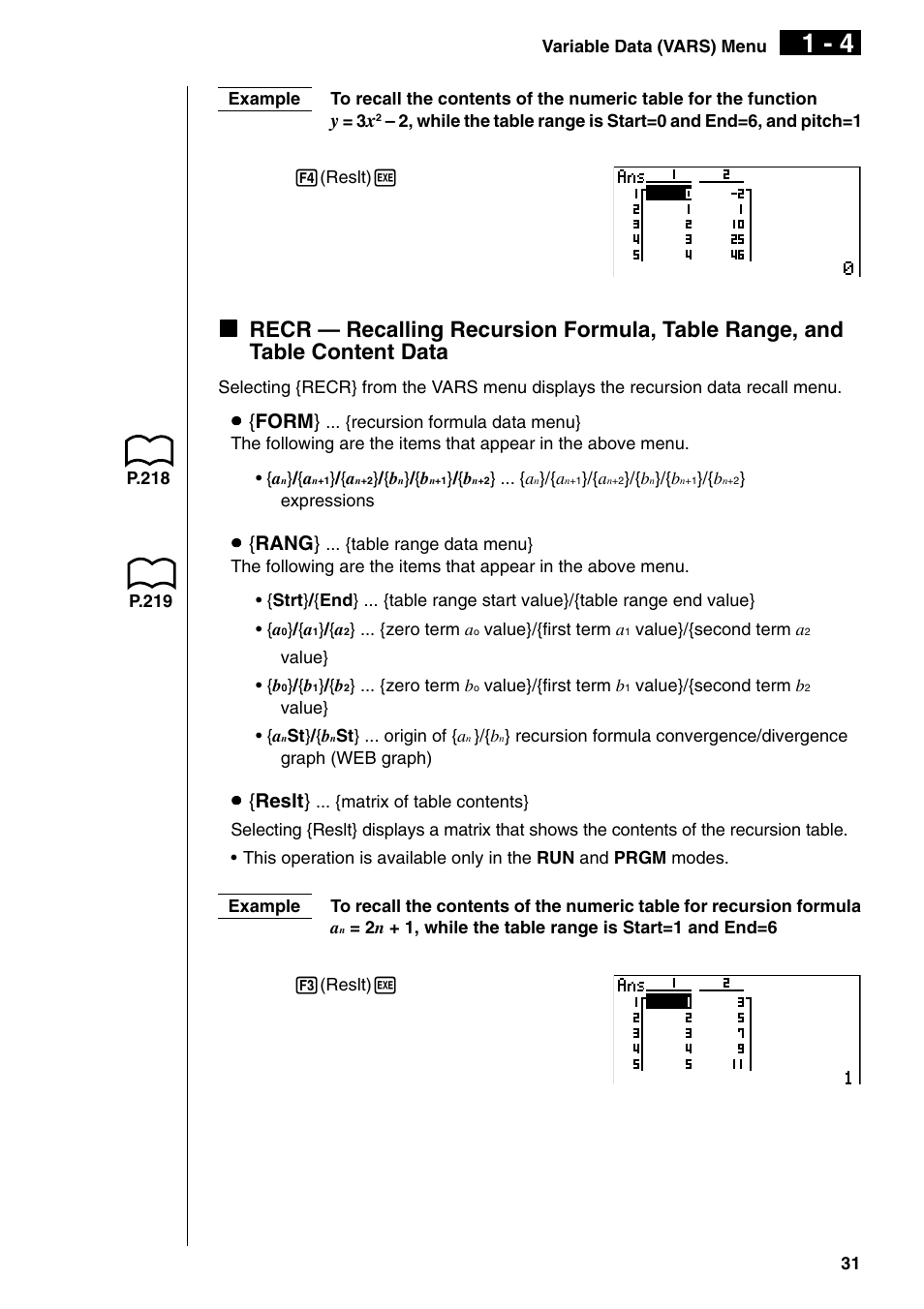 U{ form, U{ rang, U{ reslt | Casio fx-9750G PLUS User Manual | Page 59 / 486