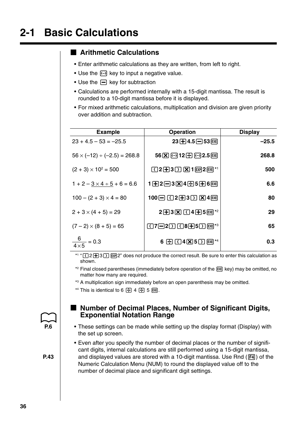 1 basic calculations, Karithmetic calculations | Casio fx-9750G PLUS User Manual | Page 64 / 486