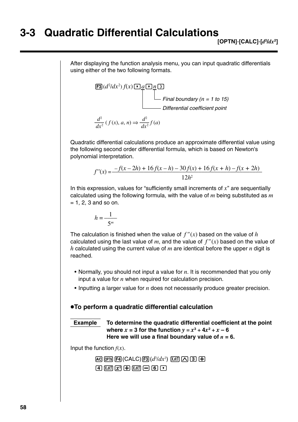 3 quadratic differential calculations | Casio fx-9750G PLUS User Manual | Page 86 / 486