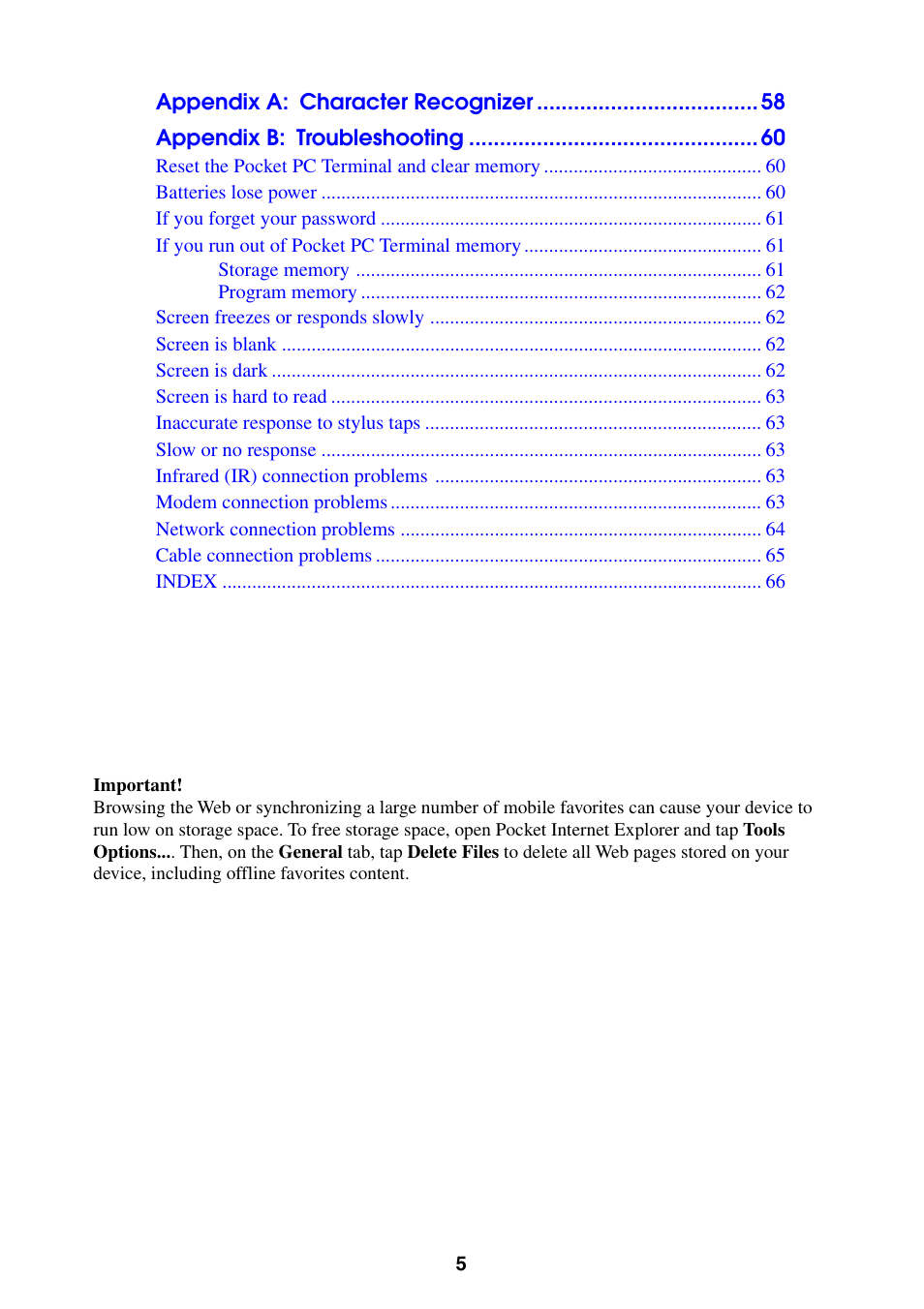 Casio Pocket PC Terminal User Manual | Page 5 / 67