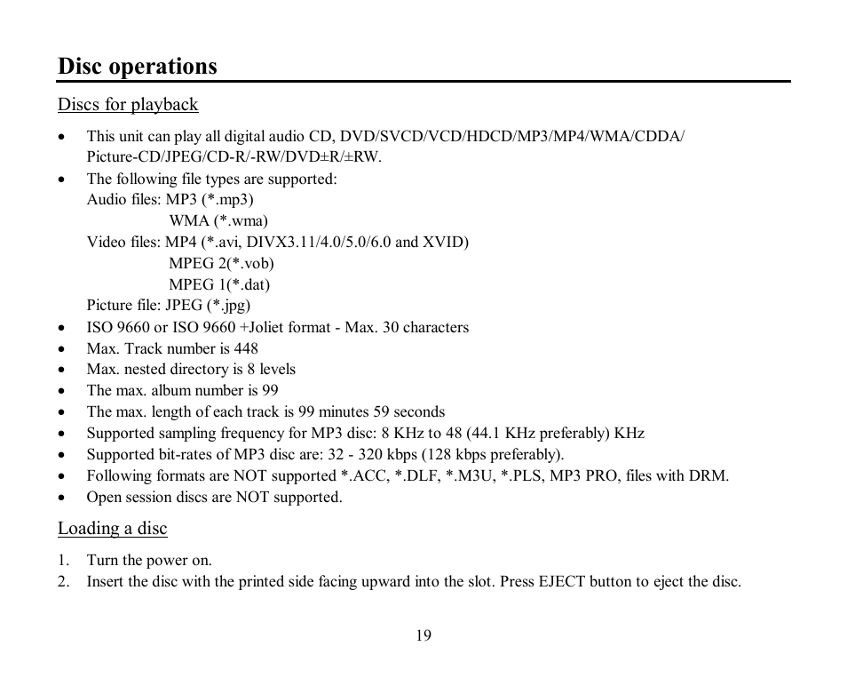 Disc operations | Hyundai H-CMMD4040 User Manual | Page 19 / 66