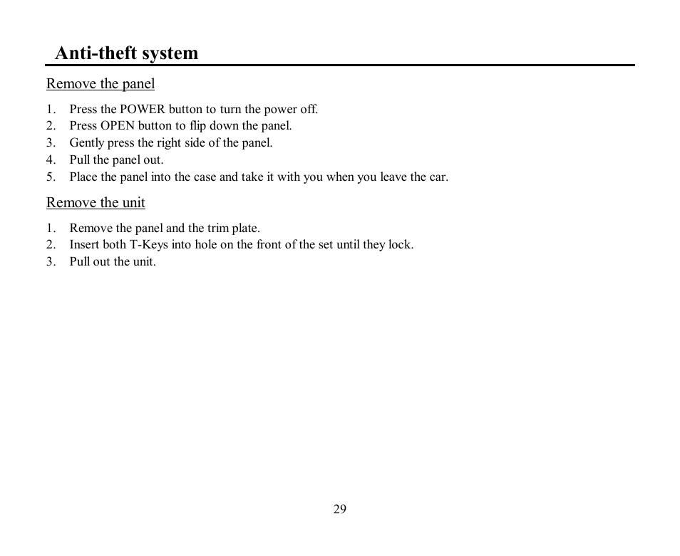 Anti-theft system | Hyundai H-CMMD4040 User Manual | Page 29 / 66