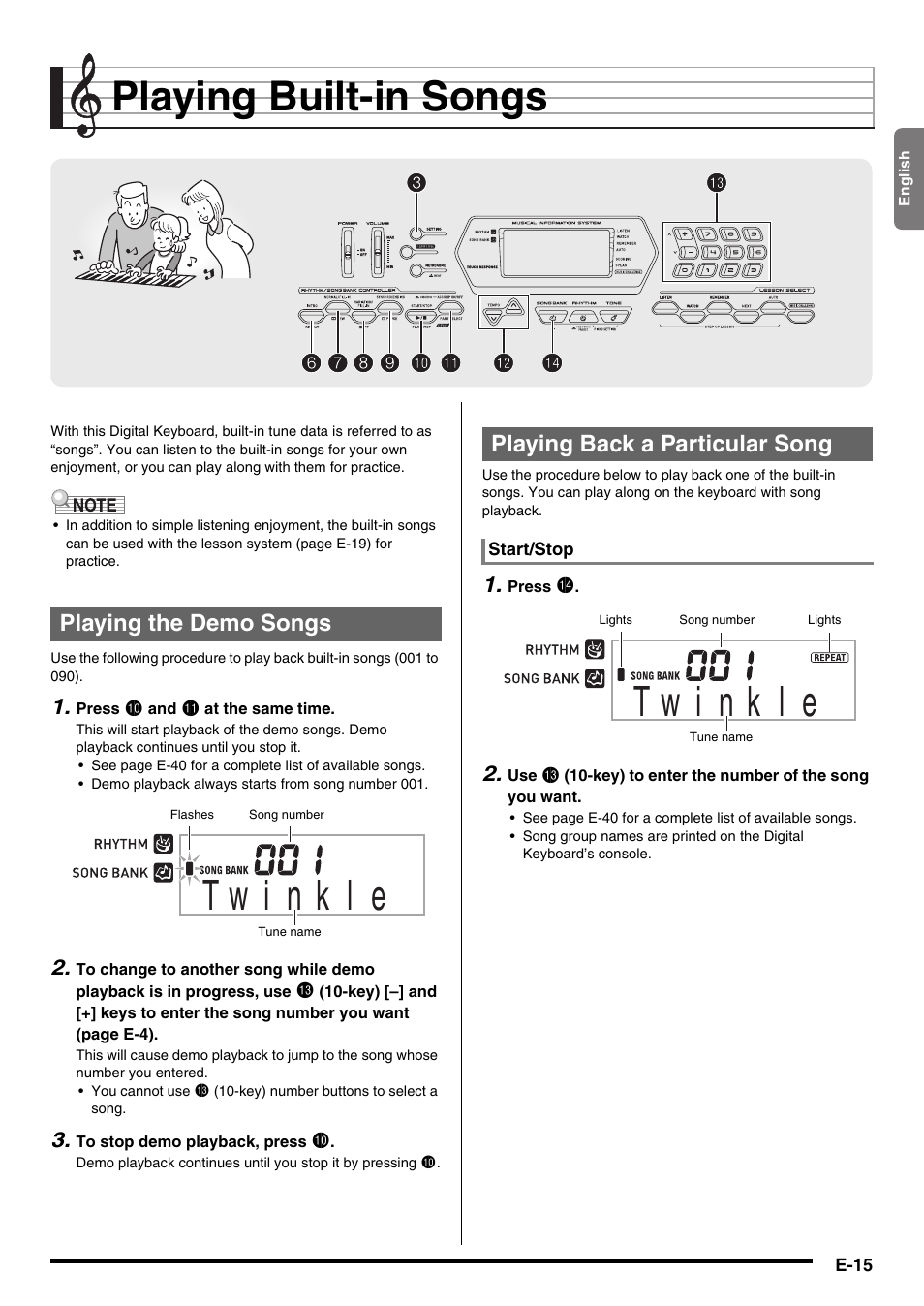 Playing built-in songs | Casio CTK-2000 User Manual | Page 17 / 46