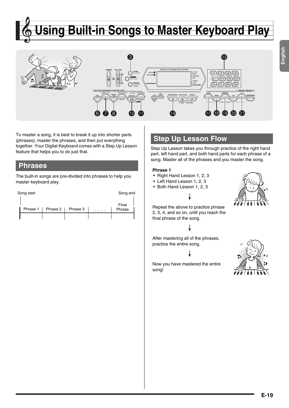 Using built-in songs to master keyboard play | Casio CTK-2000 User Manual | Page 21 / 46