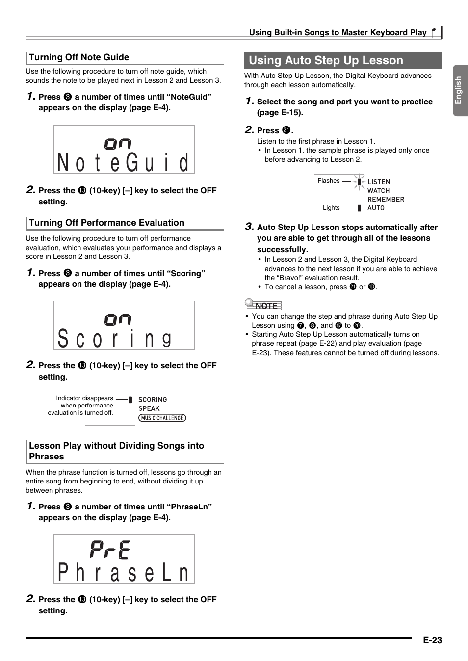 Using auto step up lesson | Casio CTK-2000 User Manual | Page 25 / 46