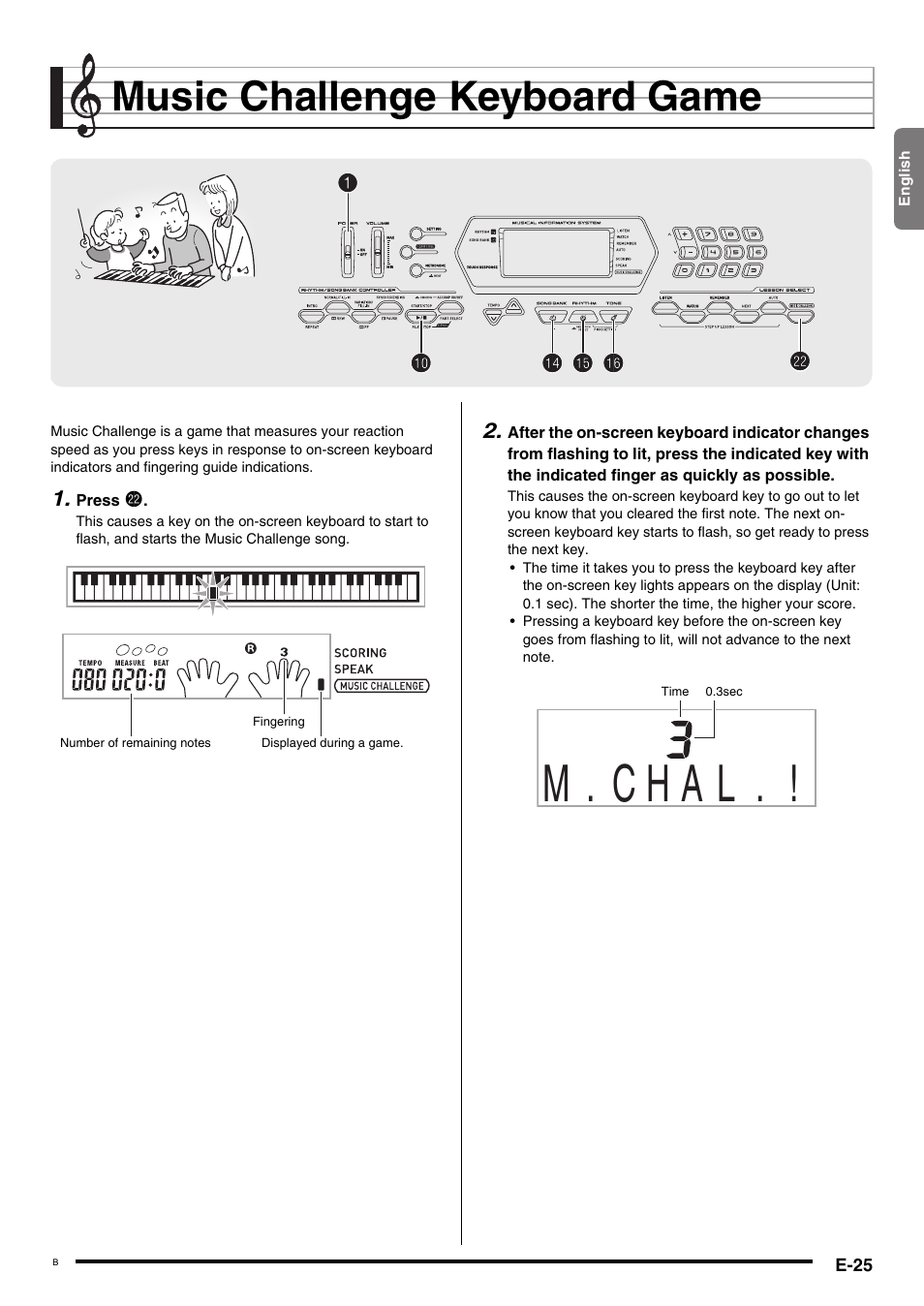 M . c h a l, Music challenge keyboard game, Cm 1 1 bq bq bk bk bo bo bp bp | Casio CTK-2000 User Manual | Page 27 / 46