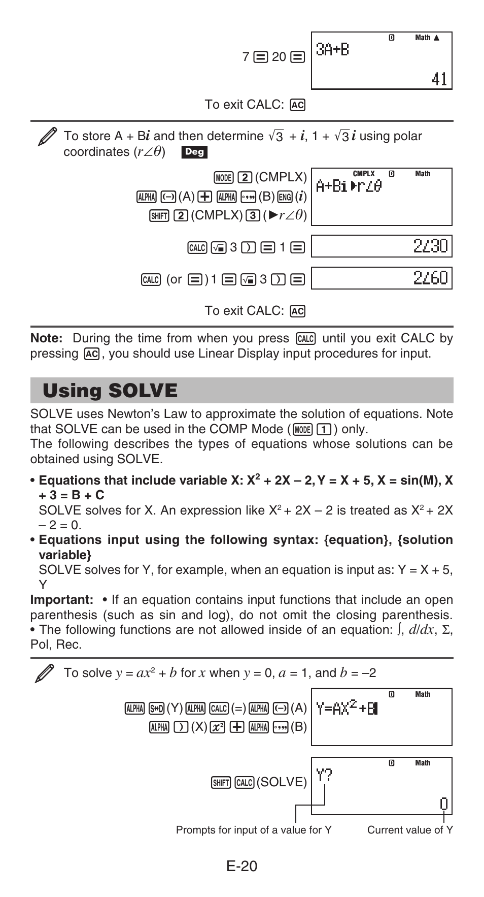 Using solve | Casio fx-991ES PLUS User Manual | Page 21 / 46