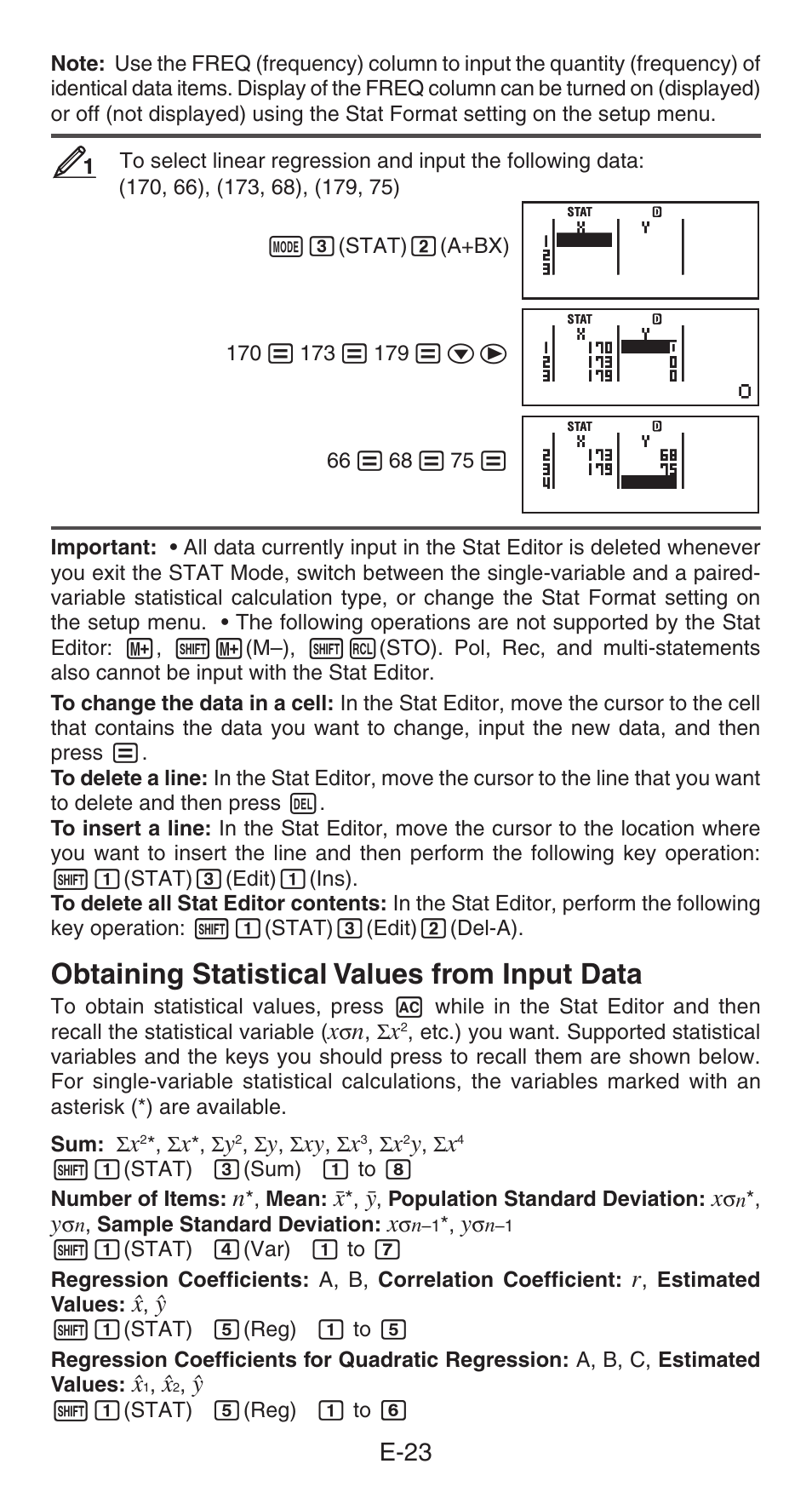 Obtaining statistical values from input data | Casio fx-991ES PLUS User Manual | Page 24 / 46