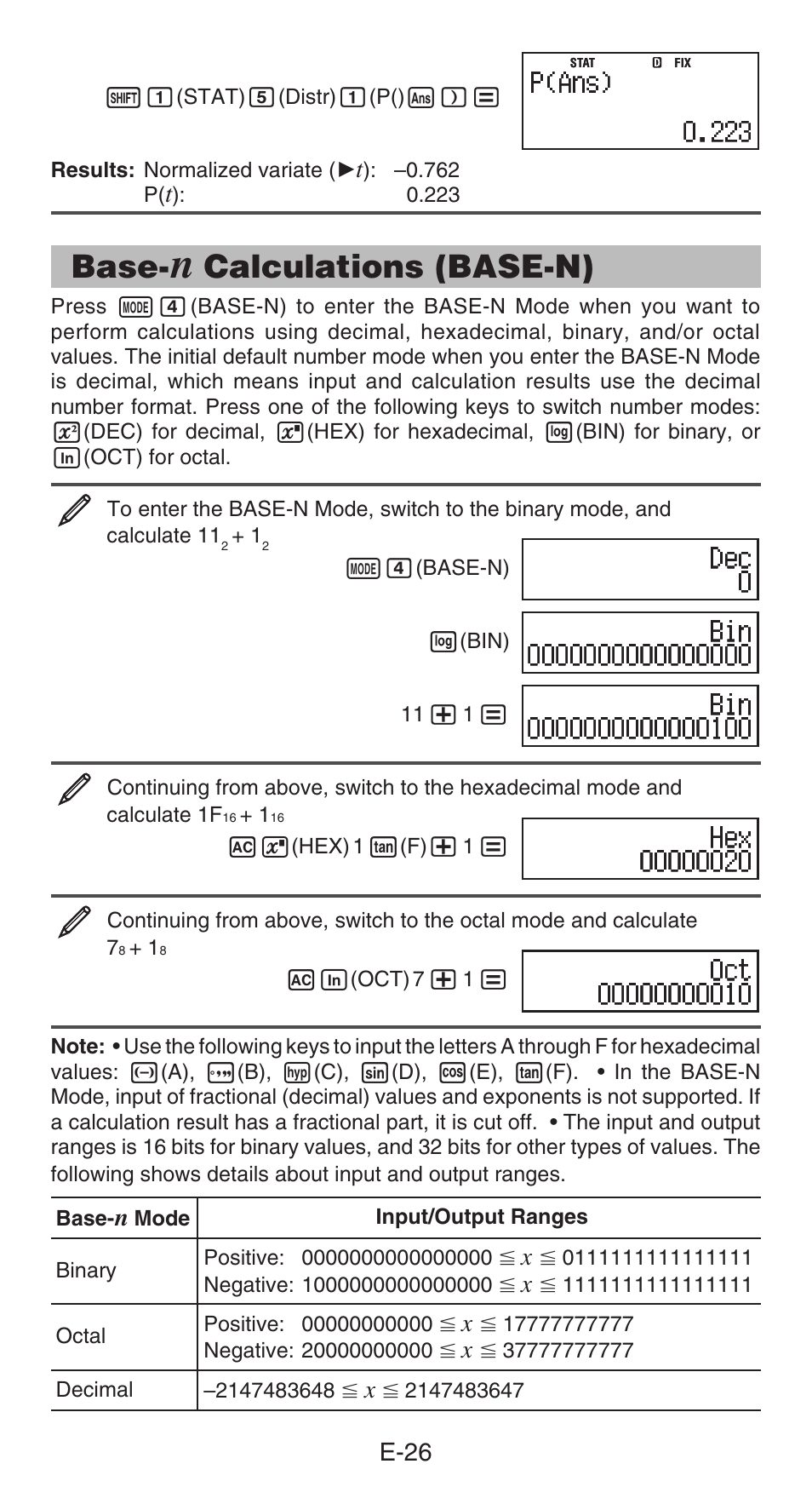 Base, Calculations (base-n) | Casio fx-991ES PLUS User Manual | Page 27 / 46