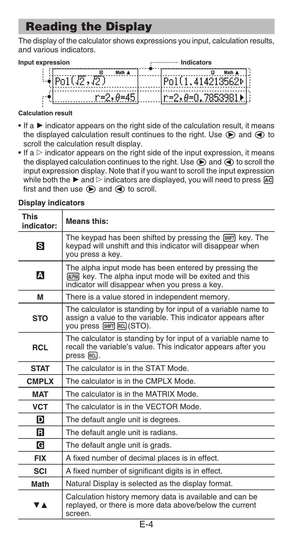 Reading the display | Casio fx-991ES PLUS User Manual | Page 5 / 46