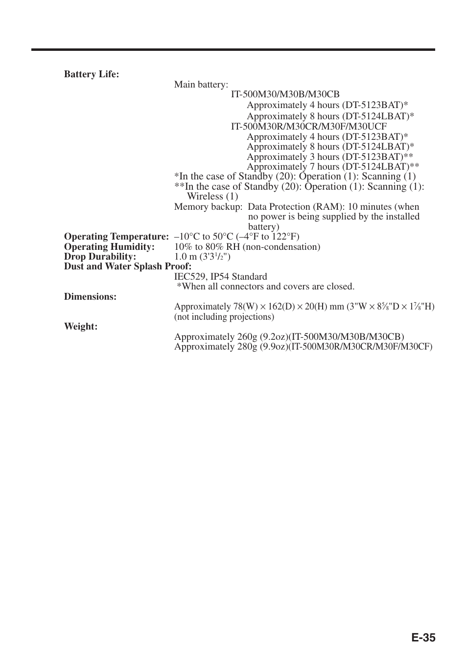 E-35 | Casio IT-500 User Manual | Page 37 / 58