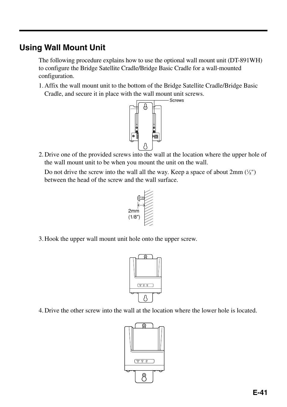 Using wall mount unit | Casio IT-500 User Manual | Page 43 / 58