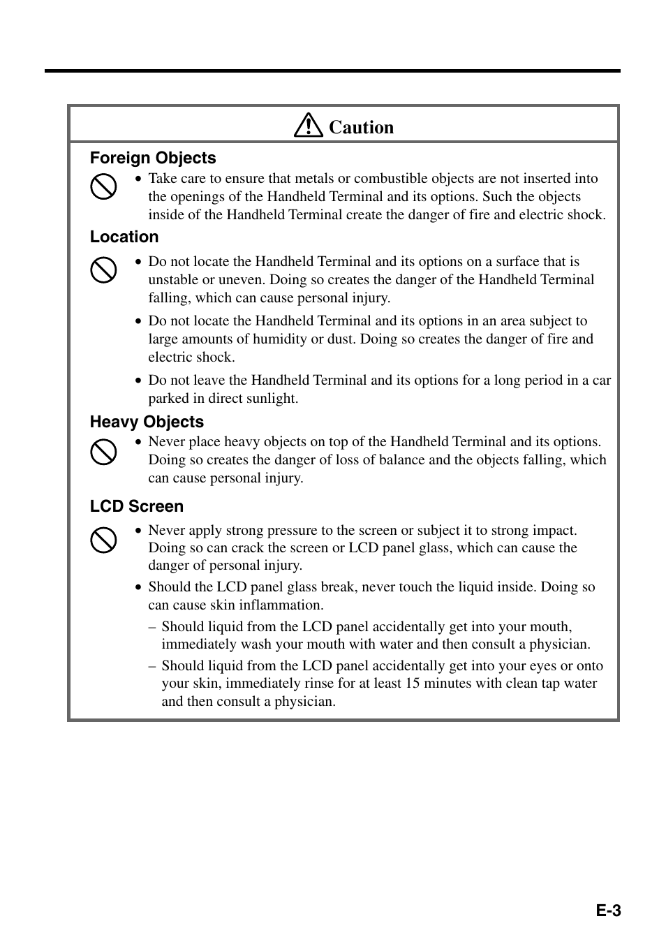 Caution | Casio IT-500 User Manual | Page 5 / 58