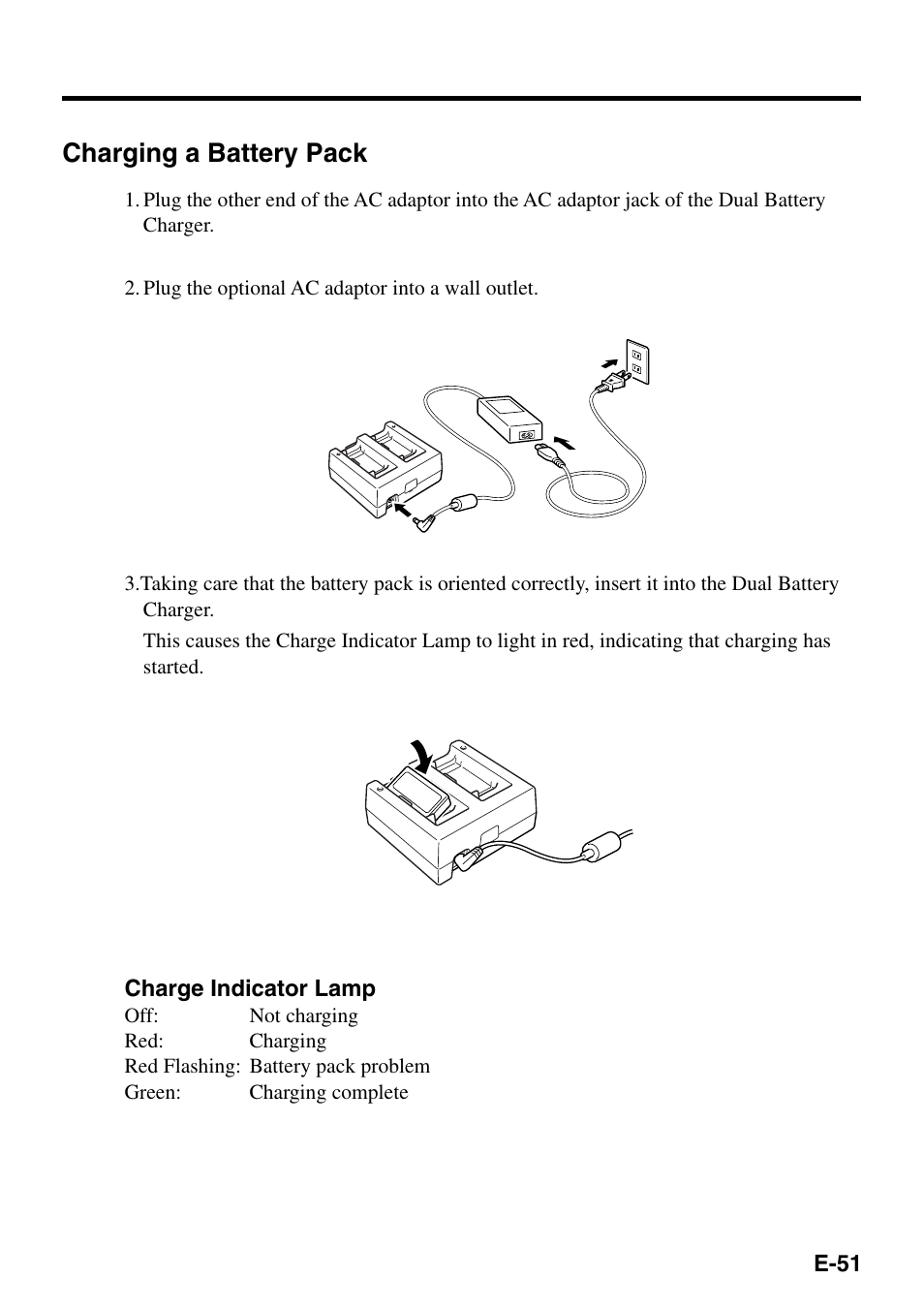 Charging a battery pack | Casio IT-500 User Manual | Page 53 / 58