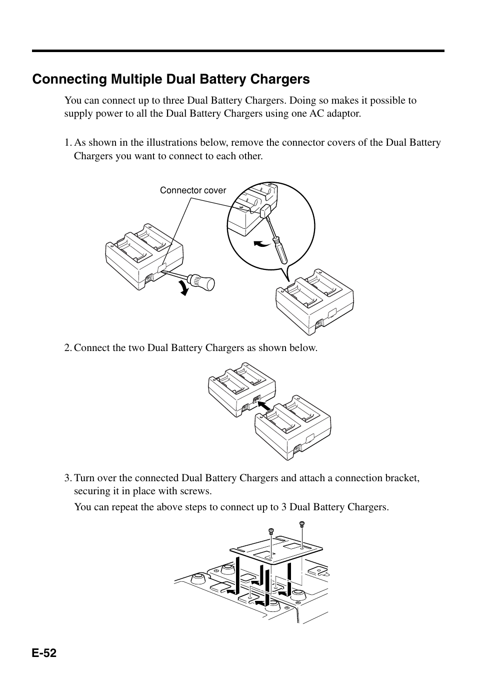 Connecting multiple dual battery chargers | Casio IT-500 User Manual | Page 54 / 58