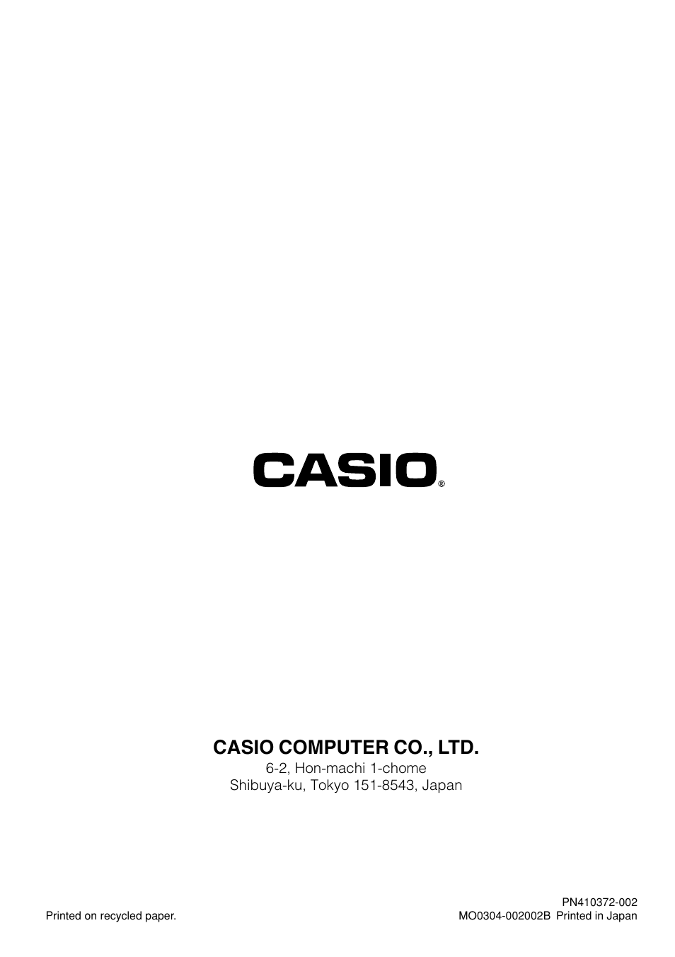 Casio computer co., ltd | Casio IT-500 User Manual | Page 58 / 58