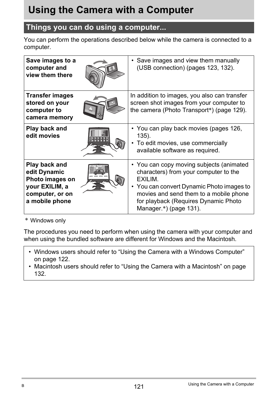 Using the camera with a computer, Things you can do using a computer | Casio EXILIM EX Z 280 User Manual | Page 121 / 194