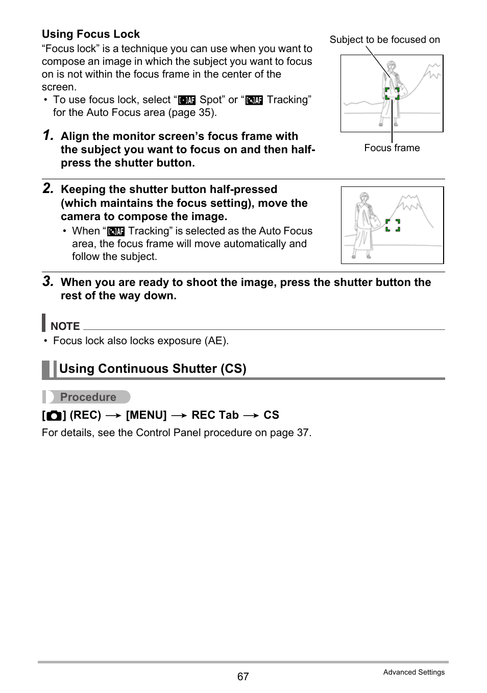 Using continuous shutter (cs) | Casio EXILIM EX Z 280 User Manual | Page 67 / 194