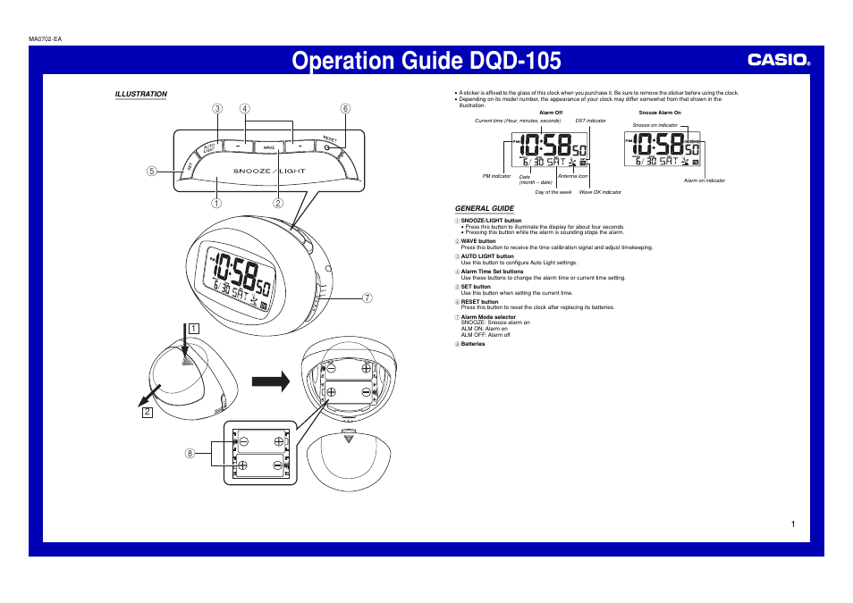 Casio DQD-105 User Manual | 4 pages