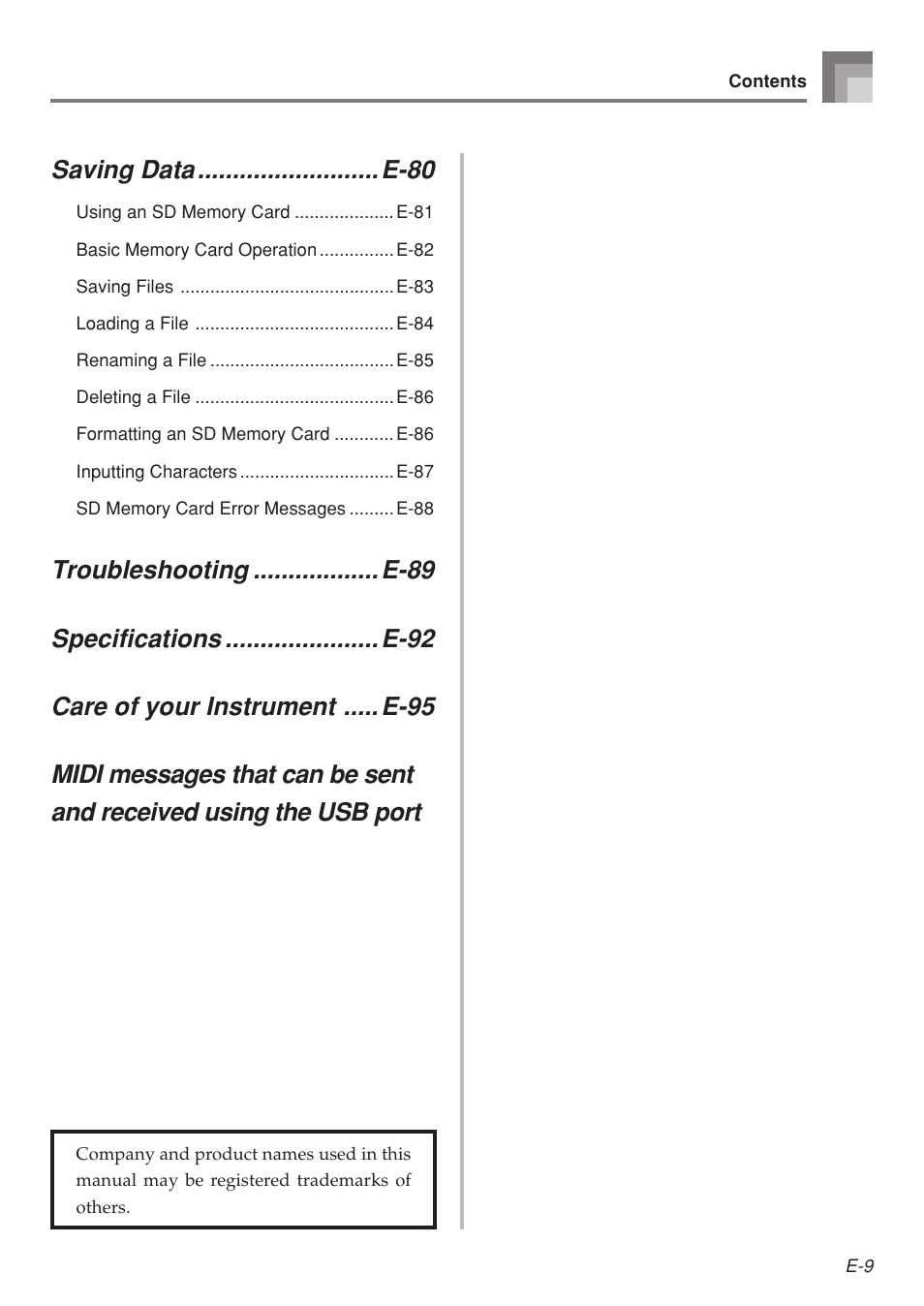 Saving data .......................... e-80 | Casio 575E1A User Manual | Page 11 / 100