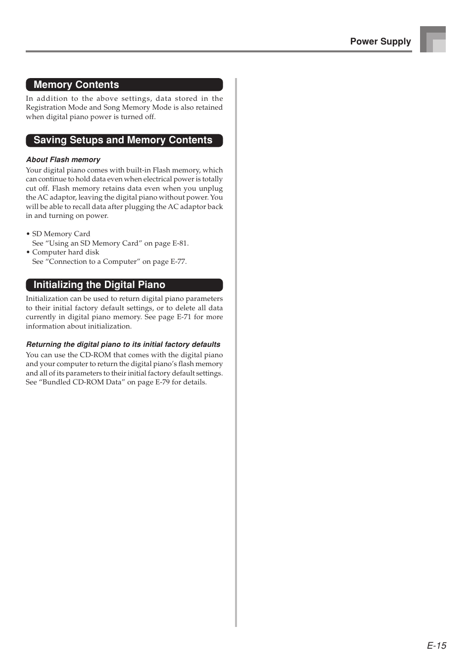 Initializing the digital piano | Casio 575E1A User Manual | Page 17 / 100