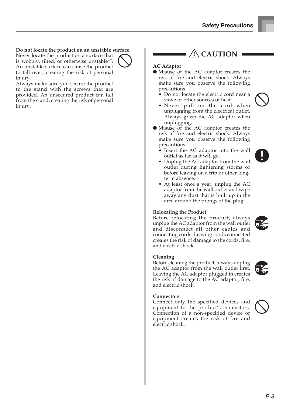 Caution | Casio 575E1A User Manual | Page 5 / 100