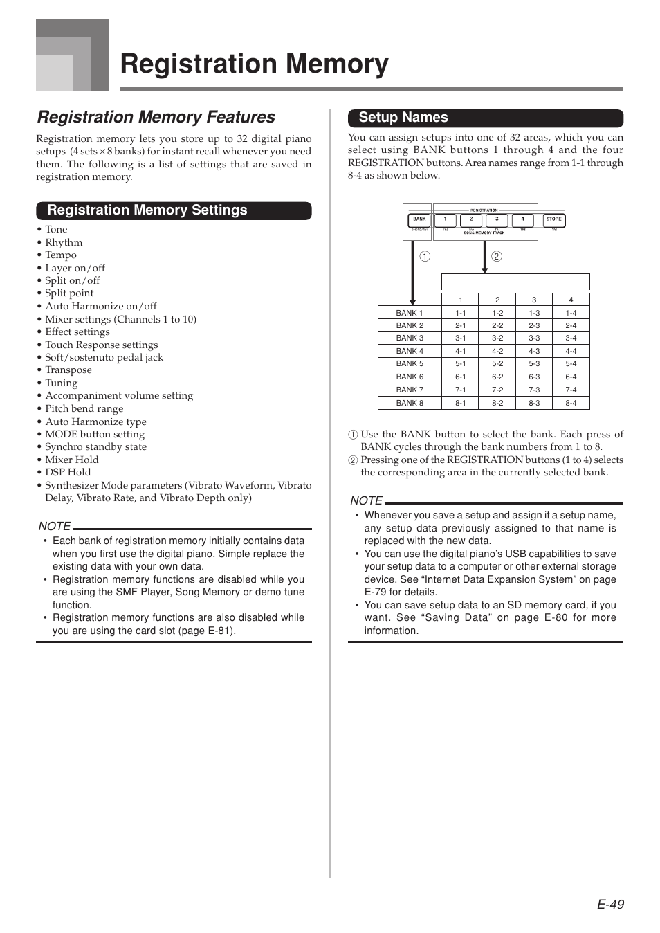 Setup names, E-49 | Casio 575E1A User Manual | Page 51 / 100