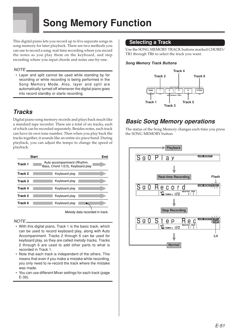 S t s, Tracks | Casio 575E1A User Manual | Page 53 / 100