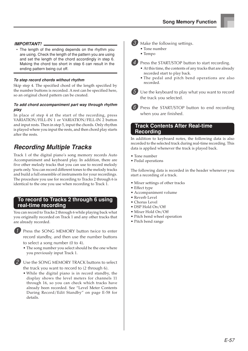 Recording multiple tracks | Casio 575E1A User Manual | Page 59 / 100