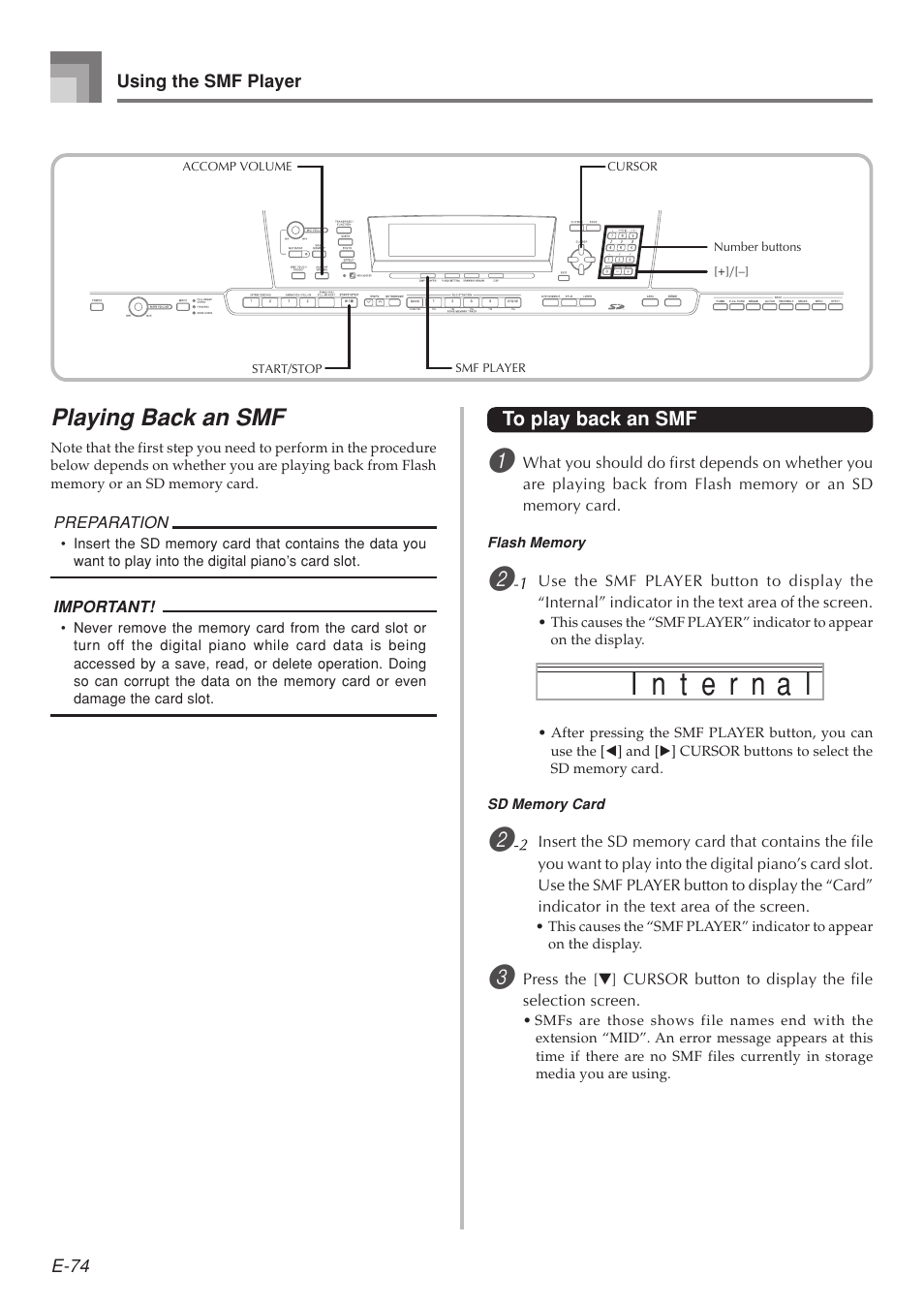 Playing back an smf | Casio 575E1A User Manual | Page 76 / 100