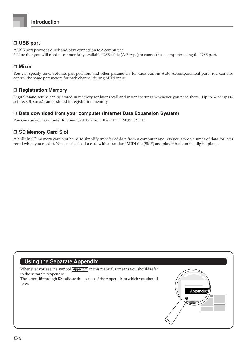 Using the separate appendix | Casio 575E1A User Manual | Page 8 / 100