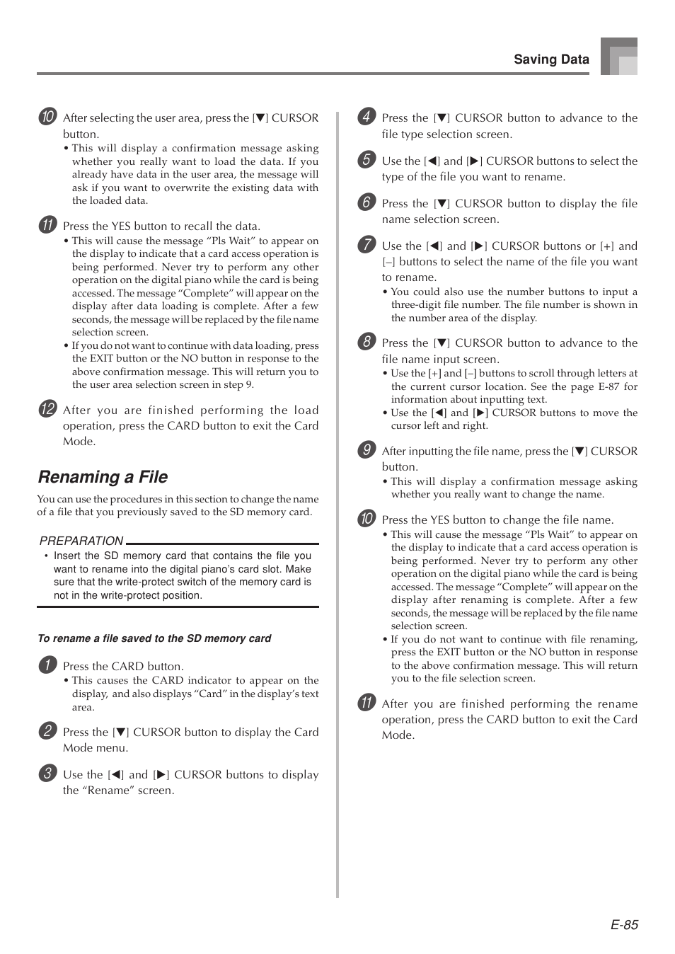 Renaming a file | Casio 575E1A User Manual | Page 87 / 100