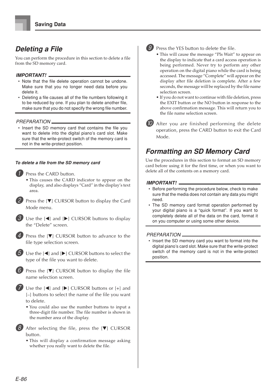 Deleting a file | Casio 575E1A User Manual | Page 88 / 100