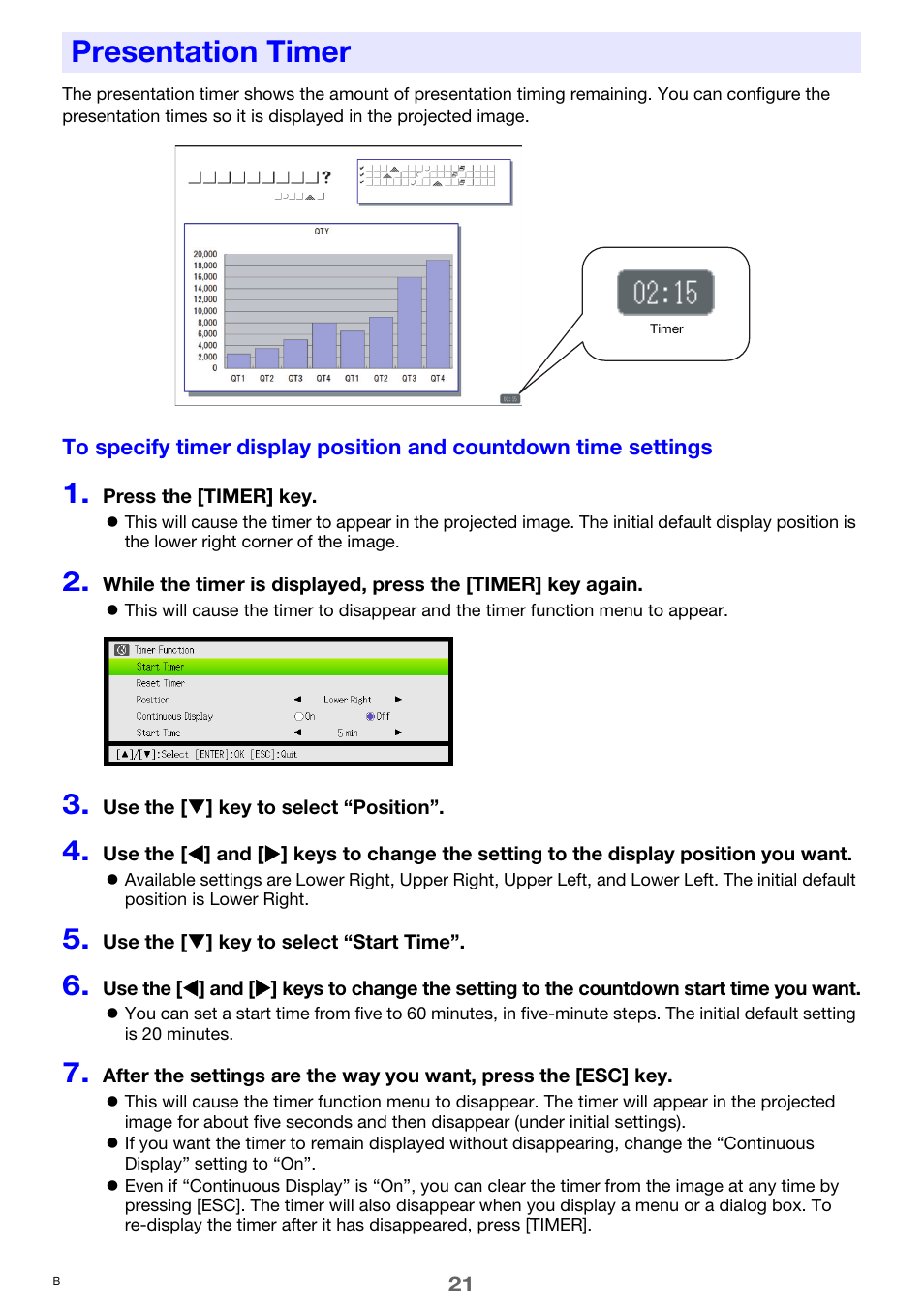 Presentation timer | Casio XJ-A241/XJ-A246* User Manual | Page 21 / 56