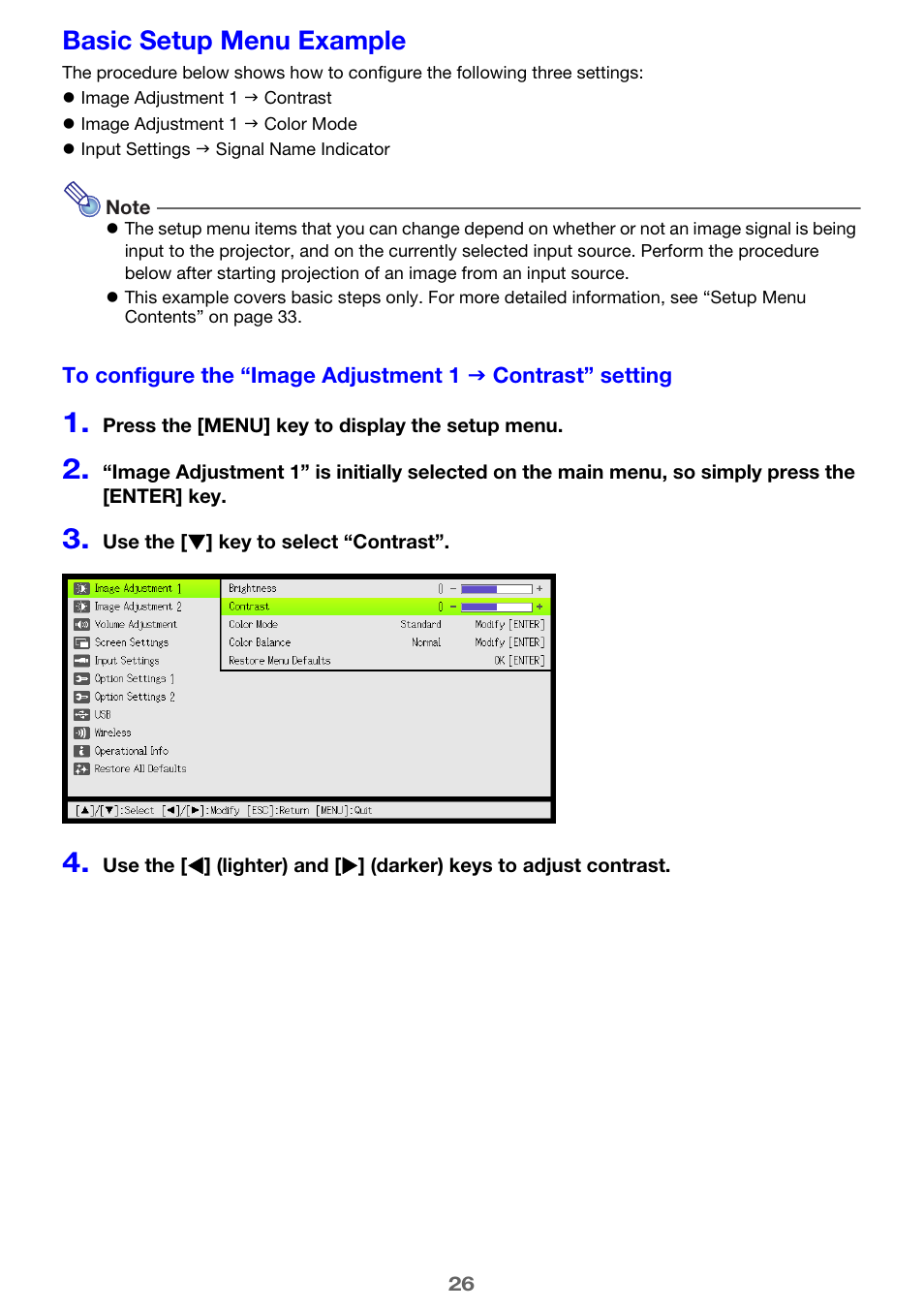 Basic setup menu example | Casio XJ-A241/XJ-A246* User Manual | Page 26 / 56