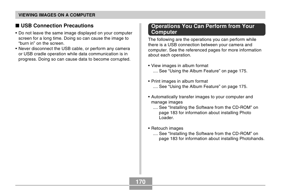 Operations you can perform from your computer | Casio EX-Z50 User Manual | Page 170 / 208