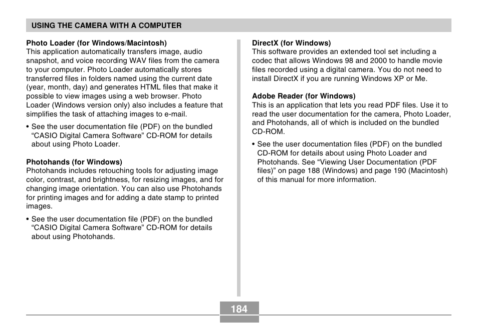 Casio EX-Z50 User Manual | Page 184 / 208