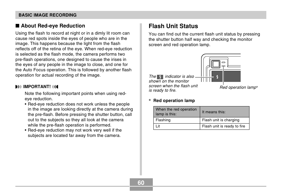 Flash unit status | Casio EX-Z50 User Manual | Page 60 / 208