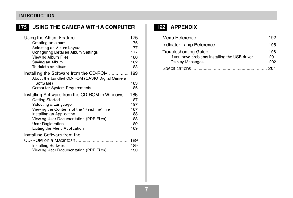 Casio EX-Z50 User Manual | Page 7 / 208