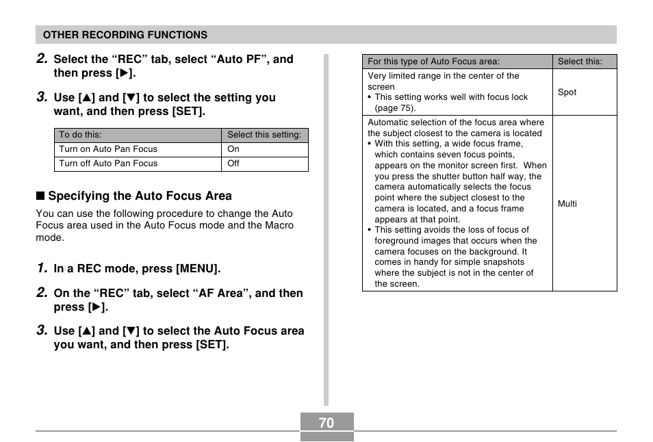 Casio EX-Z50 User Manual | Page 70 / 208