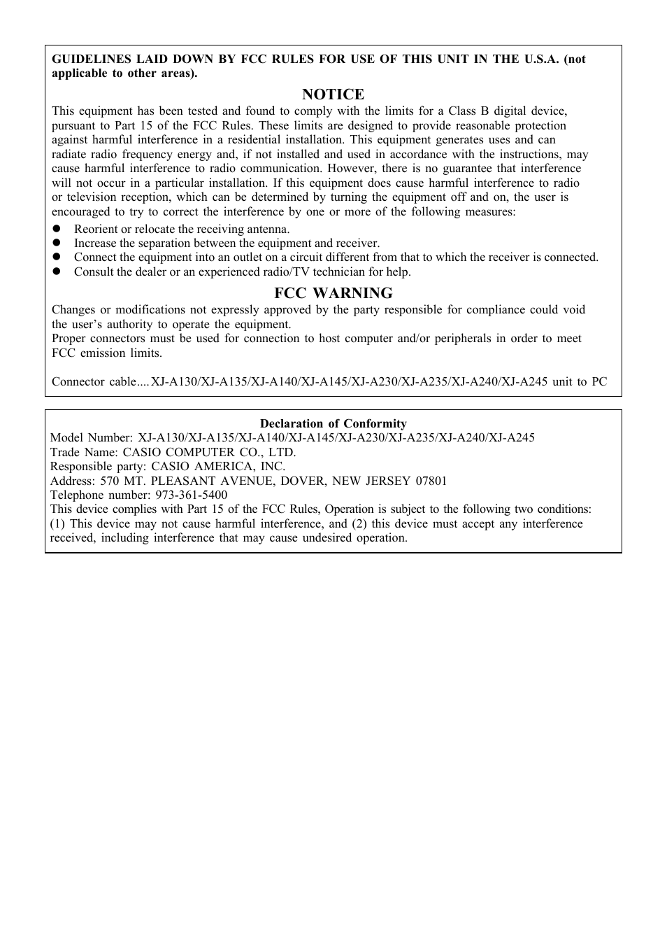 Casio XJ-A230 User Manual | Page 34 / 37