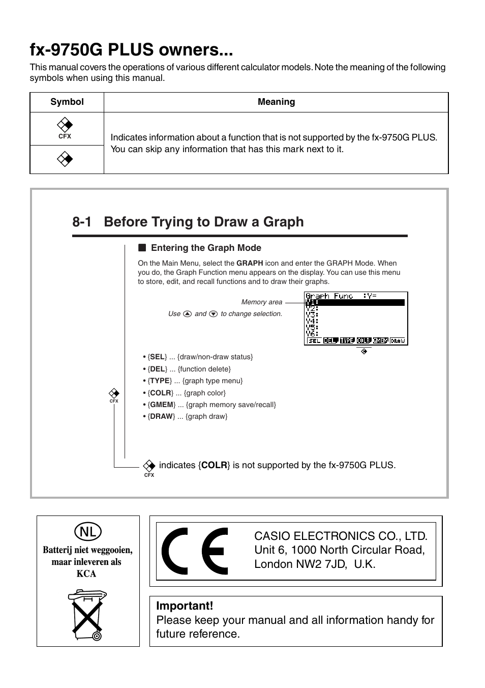 Fx-9750g plus owners, 1 before trying to draw a graph | Casio CFX-9950GB PLUS User Manual | Page 2 / 28