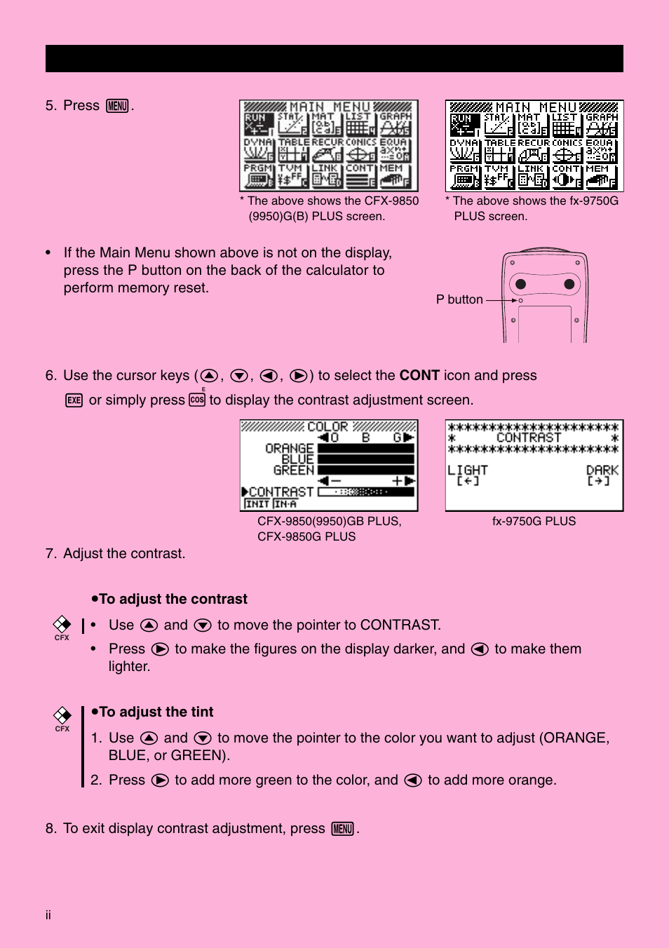 Casio CFX-9950GB PLUS User Manual | Page 4 / 28