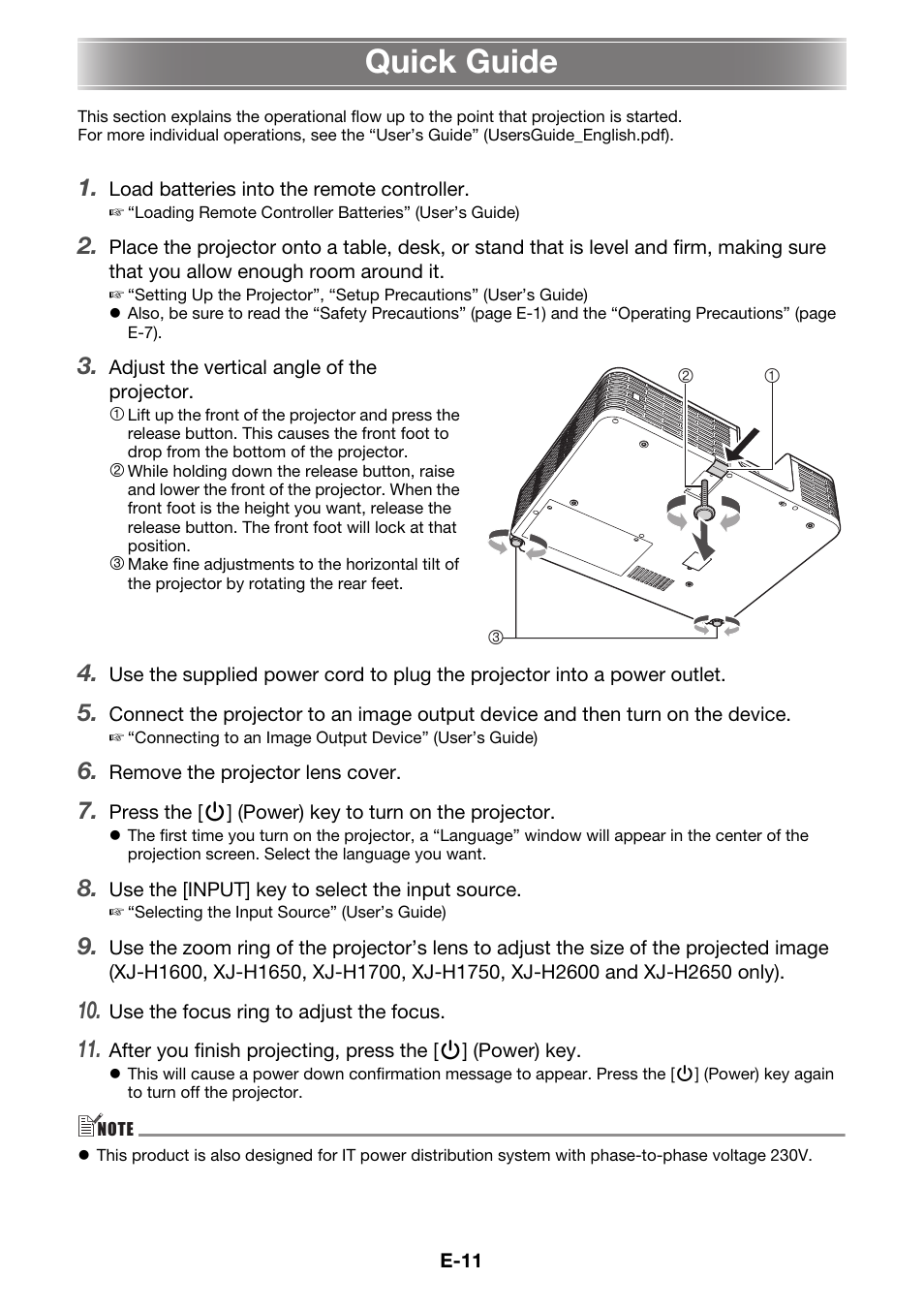 Quick guide | Casio XJ-H1700 User Manual | Page 13 / 19