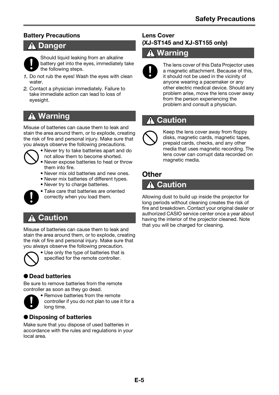 Casio XJ-H1700 User Manual | Page 7 / 19