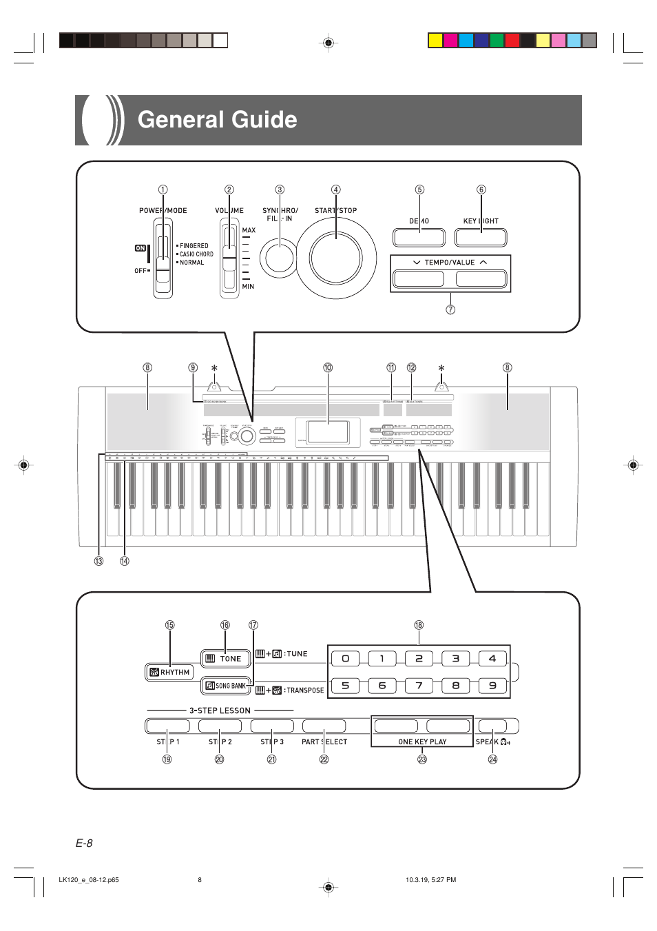 General guide | Casio LK125 User Manual | Page 10 / 37