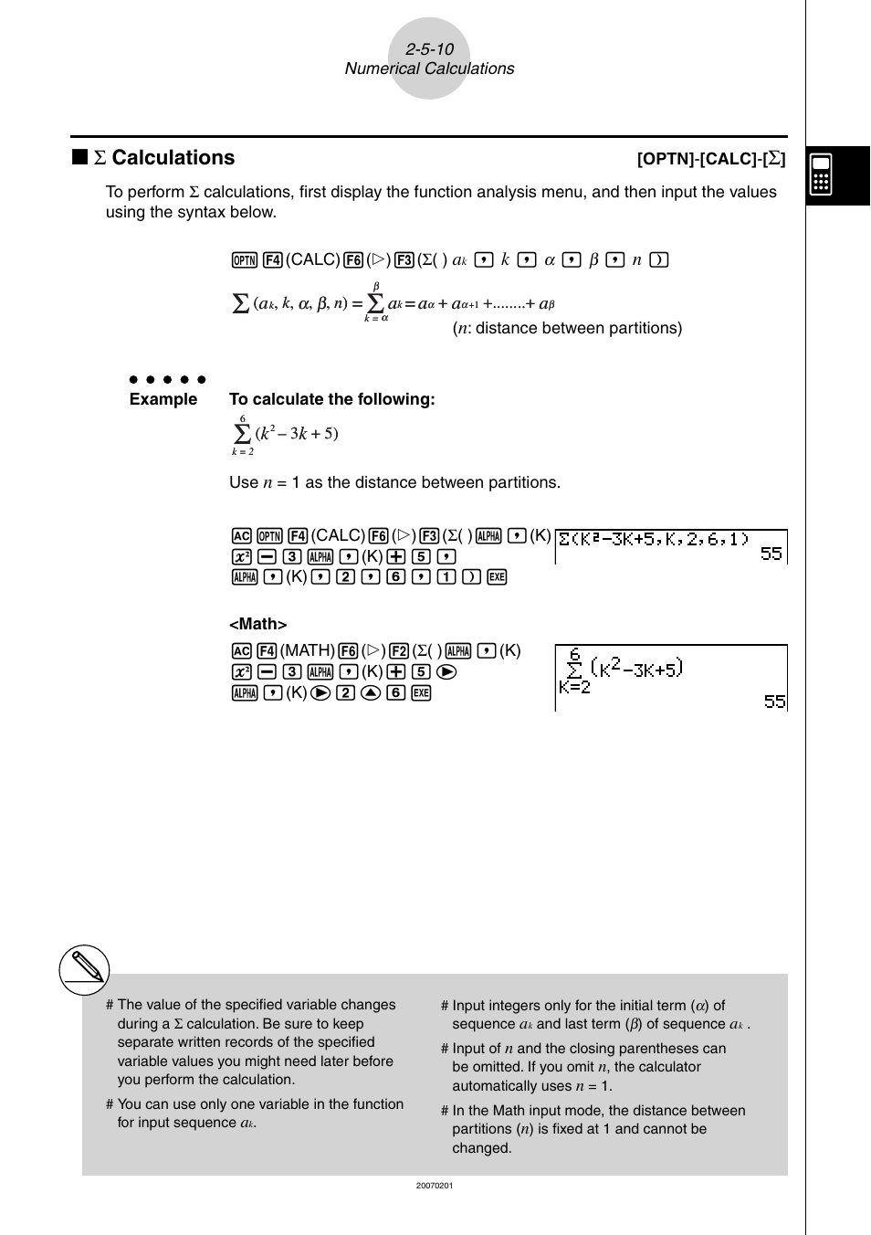 Kσ calculations | Casio SERIES FX-9860G User Manual | Page 107 / 603