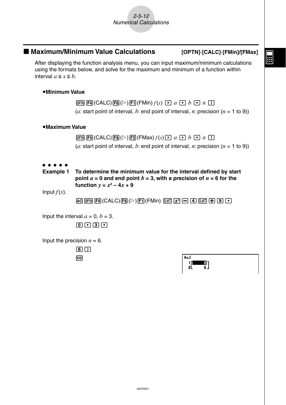 K maximum/minimum value calculations | Casio SERIES FX-9860G User Manual | Page 109 / 603